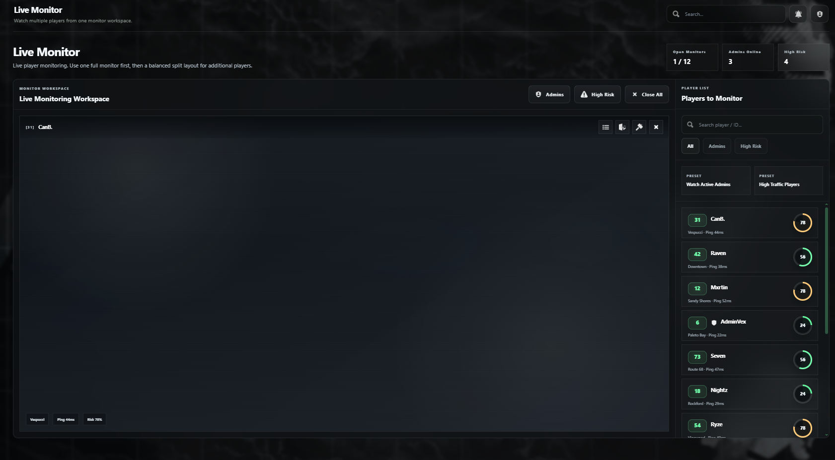 Live Monitor preview